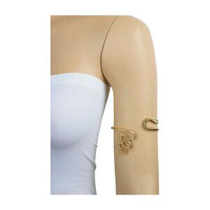New Women Gold Metal Upper Arm Cuff Bracelet Cobra Snake Wrap Around Jewelry